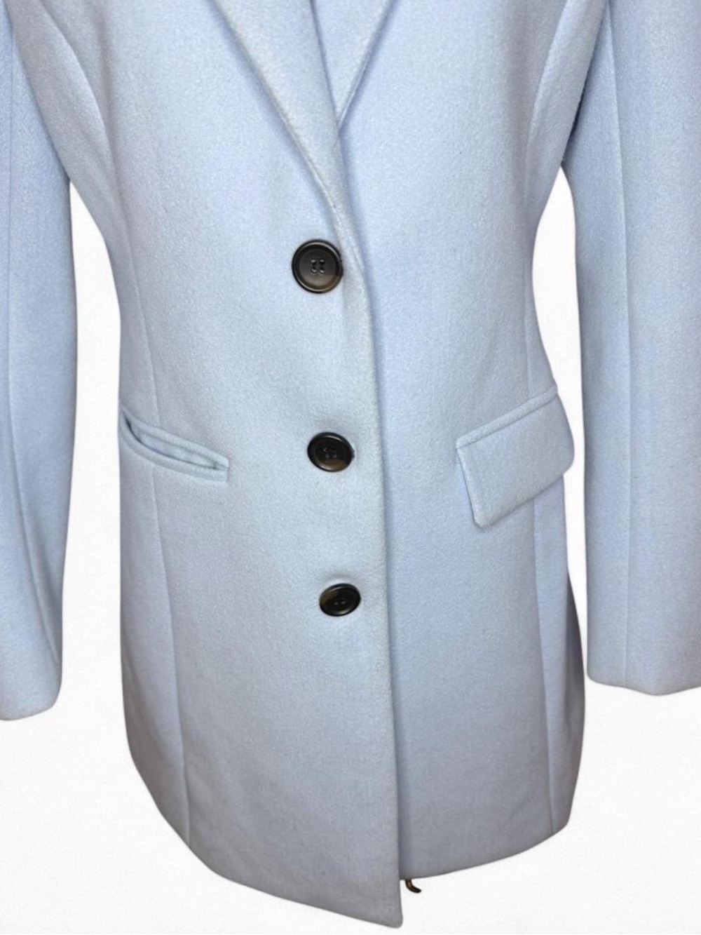 Allegra K Light Blue Single-Breasted Pea Coat - Picture 2 of 8